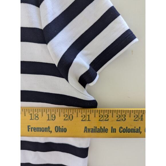 Talbots Knit Shirt Womens Size XL Navy White Stripe Pintuck Classic Nautical - Picture 8 of 8